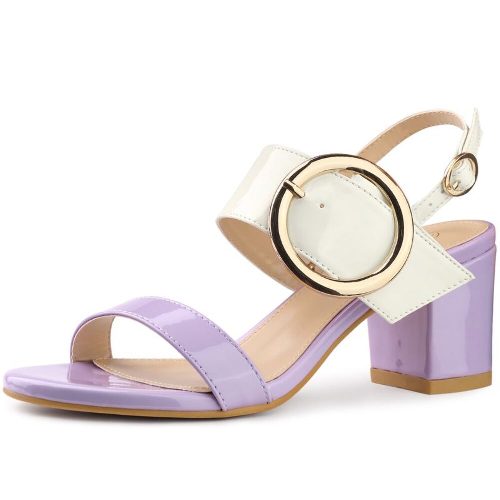 Slingback Chunky High Heel Sandals Purple